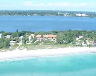 aerial view of large beach front property